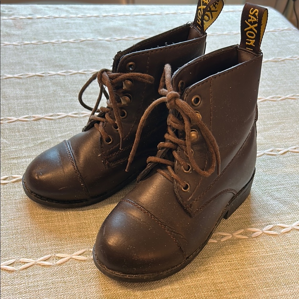 Saxon Kids Brown Lace-Up Paddock Boots